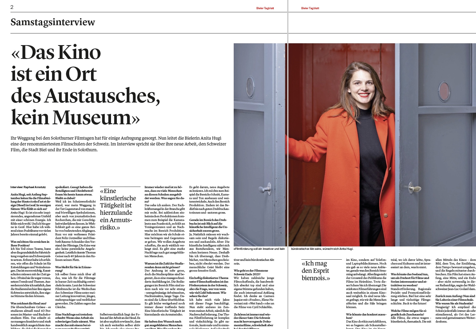 «Le cinéma est un lieu de rencontre, pas un musée.» - Interview aujourd'hui dans le Le Journal du Jura.